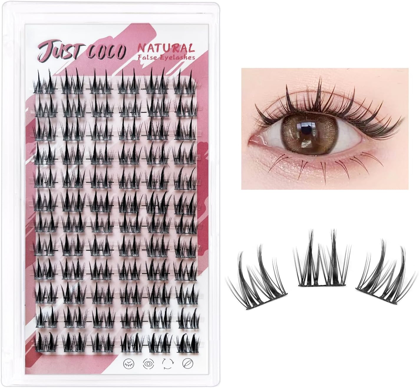 False Eyelashes, Partial False Eyelashes, Natural, Partial False Eyelashes, Bunch, Large Capacity, Natural, Handmade False Eyelashes (BlazingRose 02)