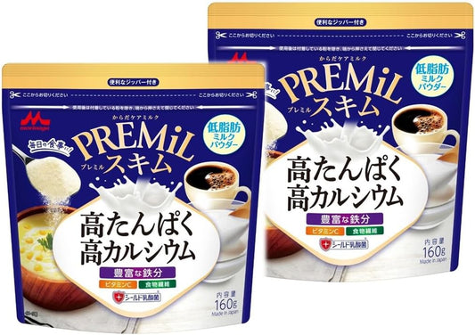PREMiL Morinaga Milk Industry Skim (Premiere Skim) (Low Fat, High Protein, Calcium, Iron, Vitamin C, Dietary Fiber, Shield Lactic Acid Bacteria) 5.6 oz (160 g) x 2 Packs