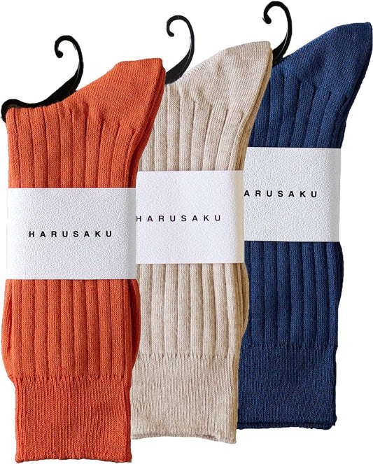 HARUSAKU Men's Ribbed Socks, Cotton, Formal, Gentleman's Socks, 9.1 - 11.4 inches (23 - 29 cm), Set