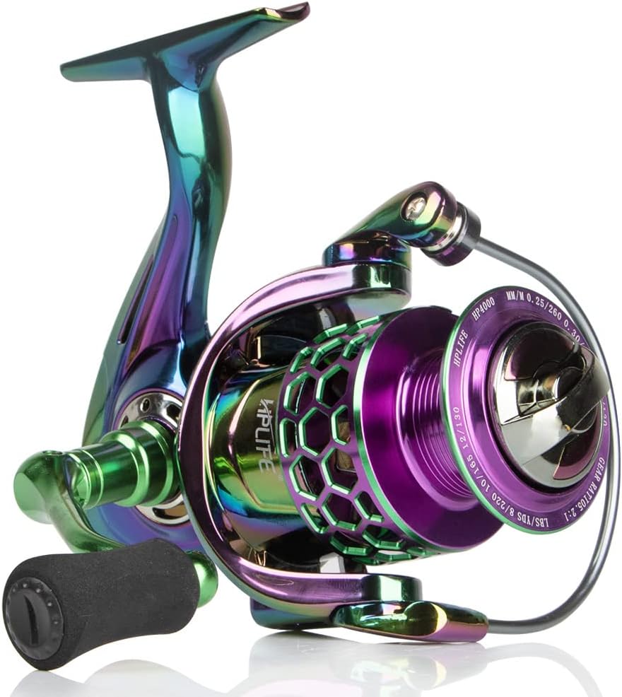 HappyLife Spinning Reel, Fishing Tool, Colorful Smooth Winding, Maximum Drag Force, 7+1BB, Gear Ratio 5.2:1, Left/Right Interchangeable Handle, Lightweight, Strong Drag, Durable, Long Toss, Freshwater