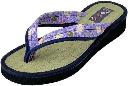 Daimyo Shokai Women's Thong Tatami Folding Sandals Japanese Pattern, Made in Japan
