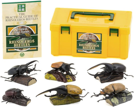 カロラータ 立体図鑑 カブトムシ フィギュア (6種 / 解説書付き) リアル おもちゃ (知育玩具) 誕生日 ギフト プレゼント (食品衛生法クリア) ライナセラスビートル/リアルフィギュアボックス 模型/クリスマス クリスマスプレゼント