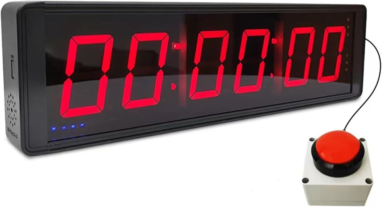 MYJYG 6-bit Competition Timer with Stopwatch Button, LED Digital Wall Clock for Fitness Training Interval Timer Gym, Game, Speed Racing Size: 1.5"