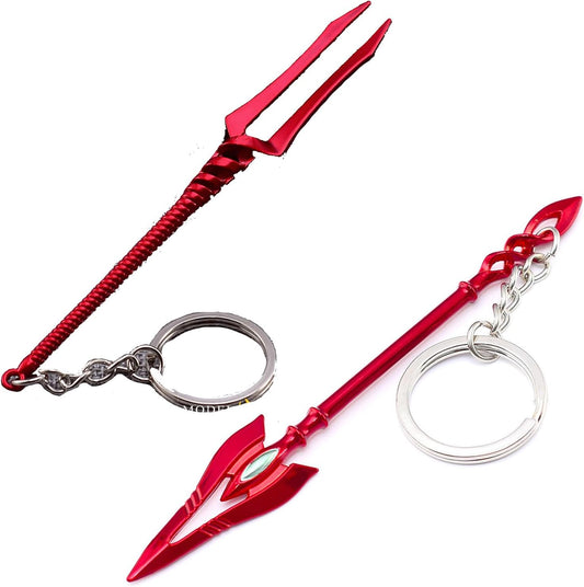 QQLADY New Century Evangelion Spear of Longinus Spear of Gaius Keychain 2-Piece Set Alloy Anime Movie Game Cute Unofficial Merchandise Fan Gift Fall Prevention Loss Prevention Simple Attachment