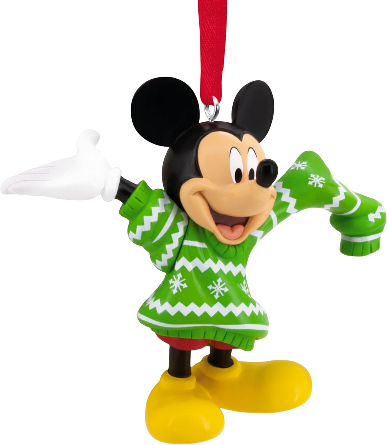 Hallmark Disney Mickey Mouse en suéter navideño Adorno colgante de Navidad, Regalos para fans de Disney