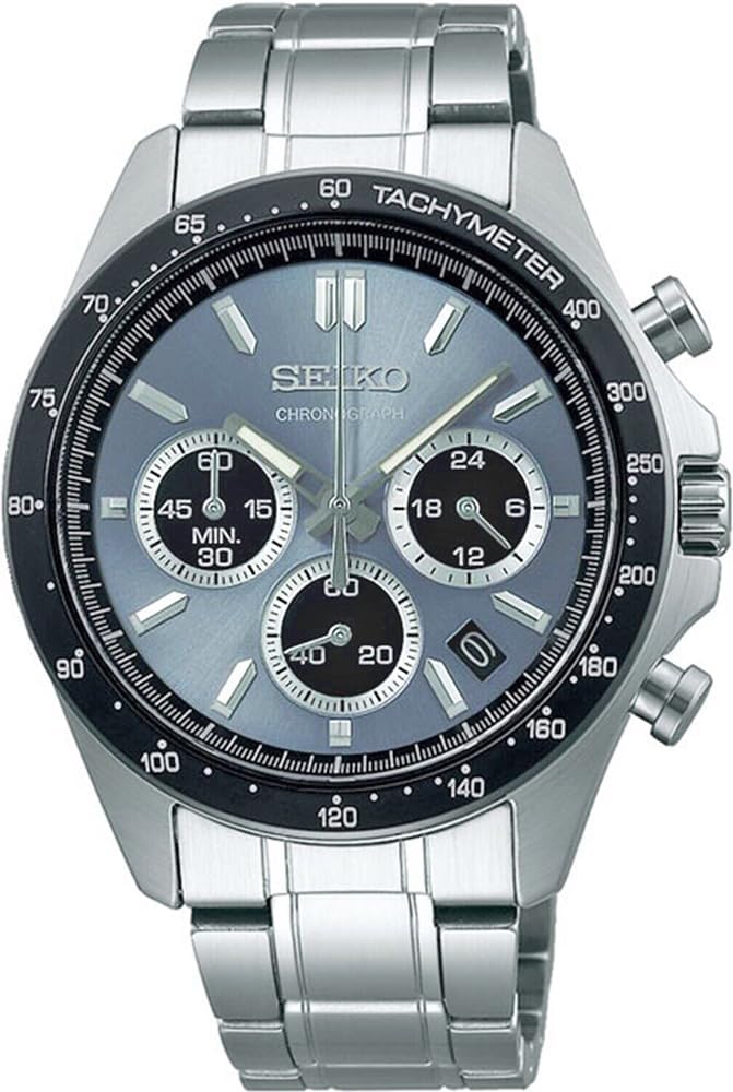 Seiko SBTR027 Men's 1/5 Second Chronograph Quartz Wristwatch, Blue Gray Metallic, Blue Gray SBTR027, Chronograph with 3 sides and 60 minutes