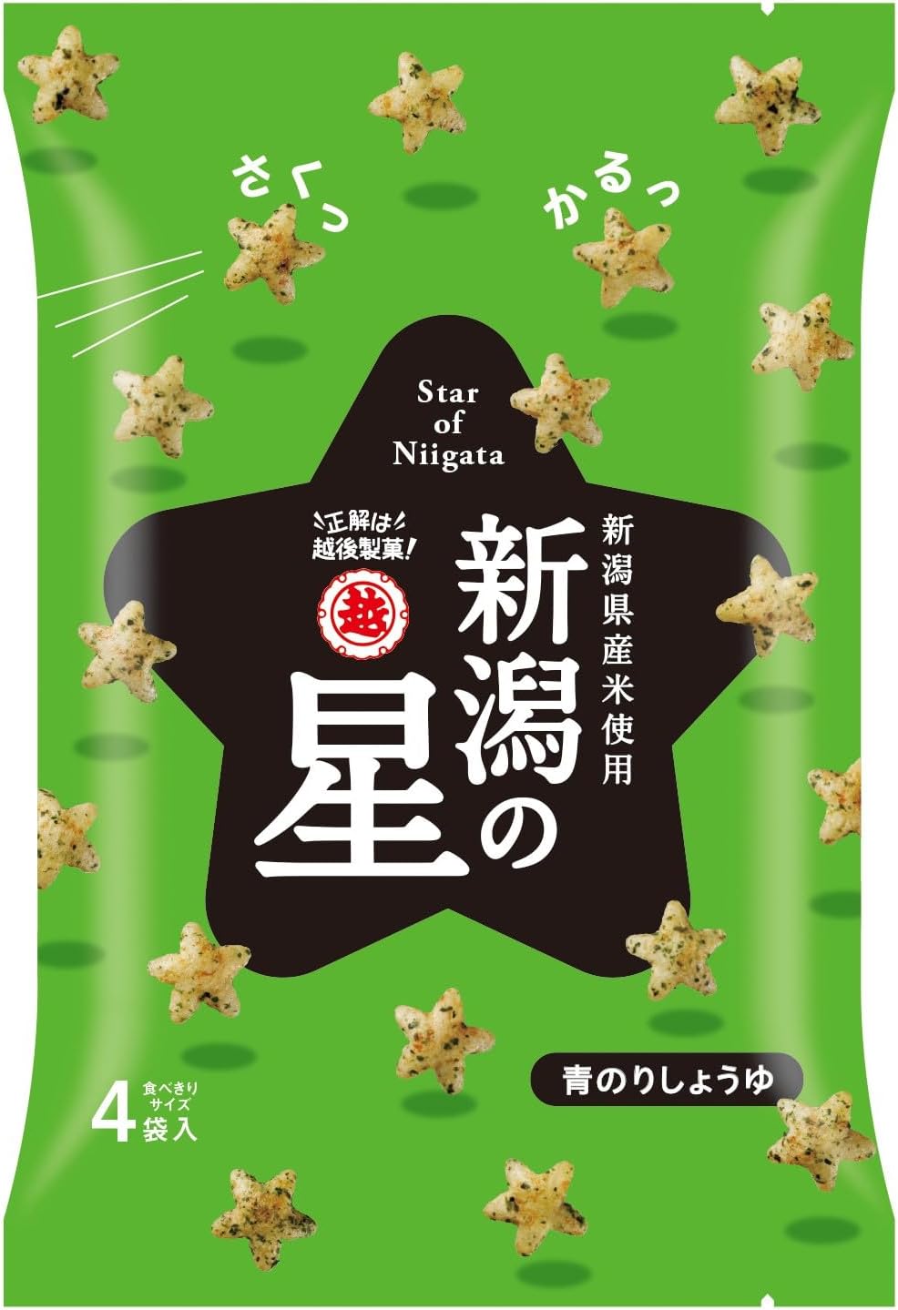 Echigo Seika Niigata Stars Green Seaweed Soy Sauce, 2.8 oz (80 g) x 6 Bags