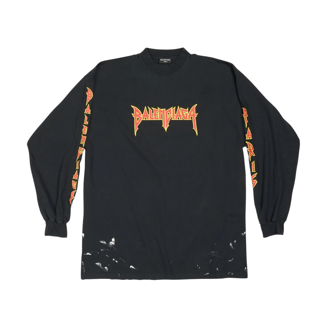 BALENCIAGA METAL LONG SLEEVE T-SHIRT OVERSIZED BLACK 'VINTAGE JERSEY'