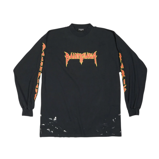BALENCIAGA METAL LONG SLEEVE T-SHIRT OVERSIZED BLACK 'VINTAGE JERSEY'