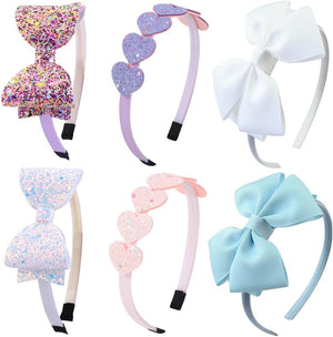 DRESHOW Girls Bow Headbands Glitter Headband for Childs Heart Star Headband for Toddlers Teens