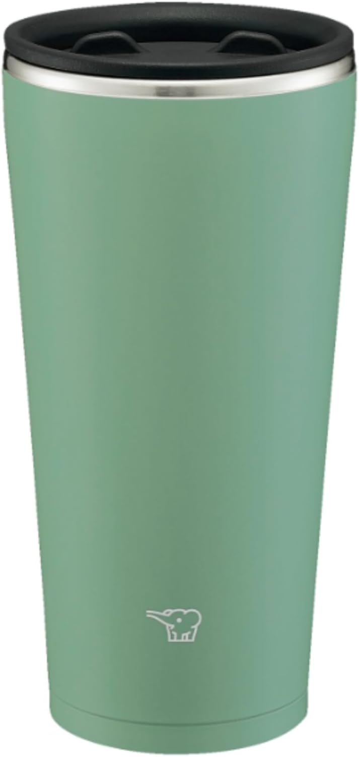 ZOJIRUSHI Tumbler 450ml with Lid, Rotating Lid, Stainless Steel Tumbler, for Office Work, Home Time, Keeps Hot and Cold, Ash Green SX-FA45-GZ