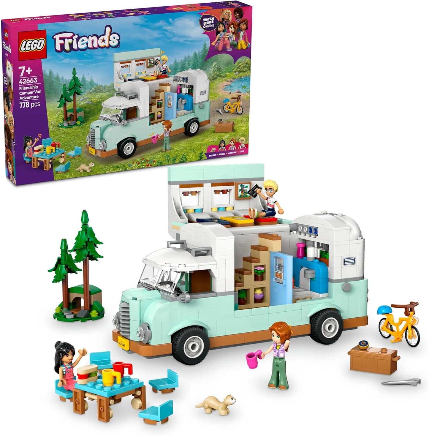 LEGO Friends Exciting Camping Car Toy Plaything Birthday Present Blocks Girls Boys Children 7 years old 8 years old 9 years old Elementary school students Pretend play Playing house Vehicles Cars Mini