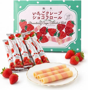 Tochigi Strawberry Crepe Chocolate Roll, Tochigi Limited, Strawberry Flavor, Crepe Candy, Chocolate Candy, Souvenir