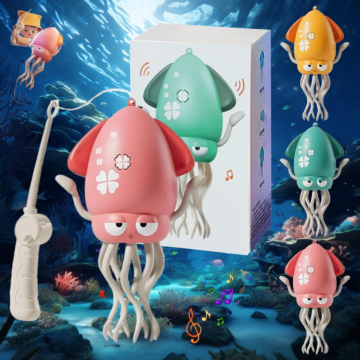 Kumomi Squid Toy, Moving, Dancing Octopus, Electric Squid, USB Rechargeable & Music Included, USB Rechargeable, 8 Legs Action Octopus Toy, Automatic Avoidance Sensor, Educational Robot, Interactive