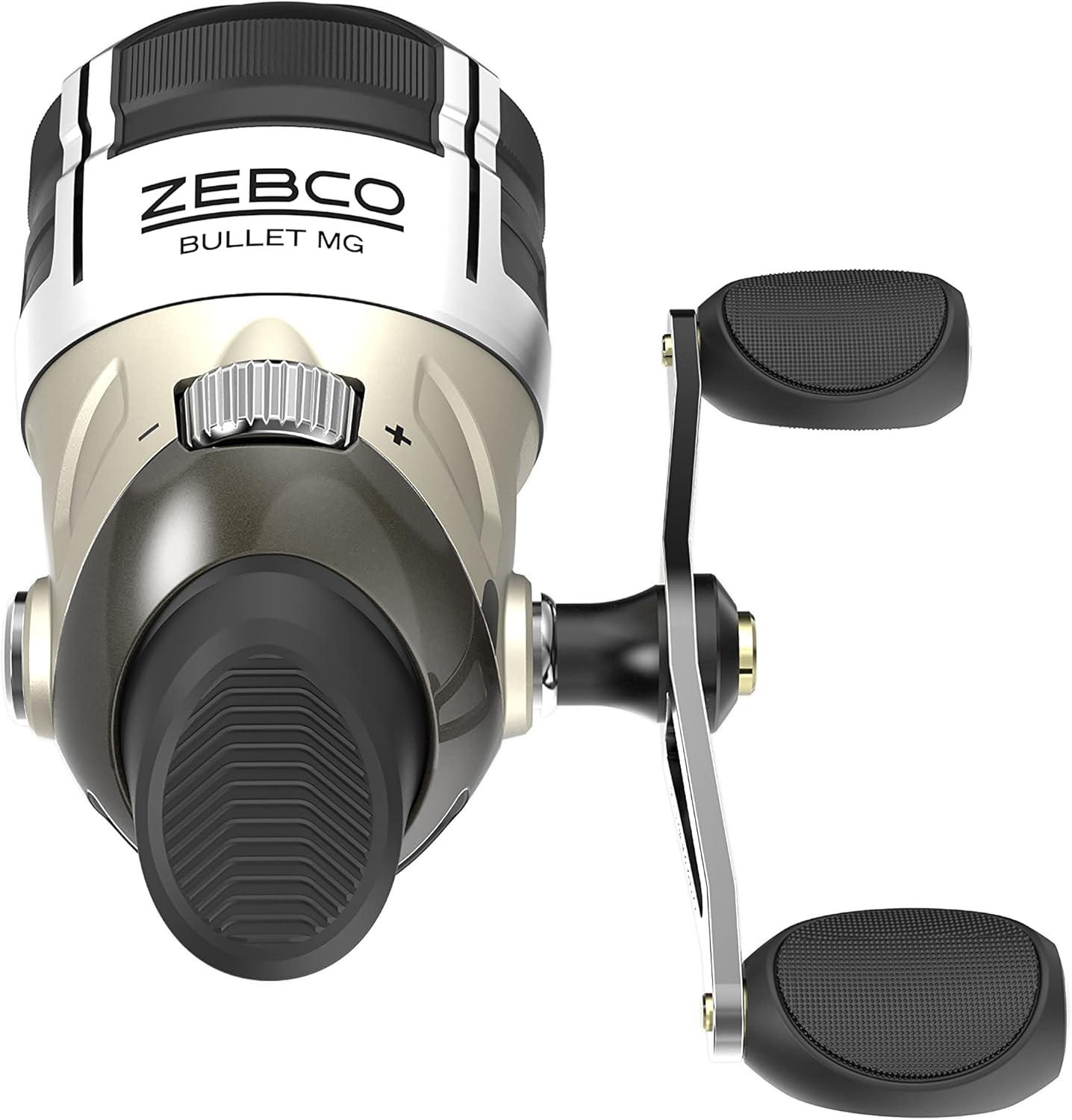 Zebco Bullet MG Spincast Fishing Reel Size 30 Reel Ultra Light Magnesium Body Changeable Right or Left Hand Oversized Non-Slip Handle Knob, Dark Silver