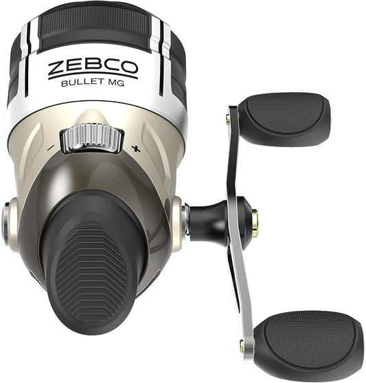 Zebco Bullet MG Spincast Fishing Reel Size 30 Reel Ultra Light Magnesium Body Changeable Right or Left Hand Oversized Non-Slip Handle Knob, Dark Silver