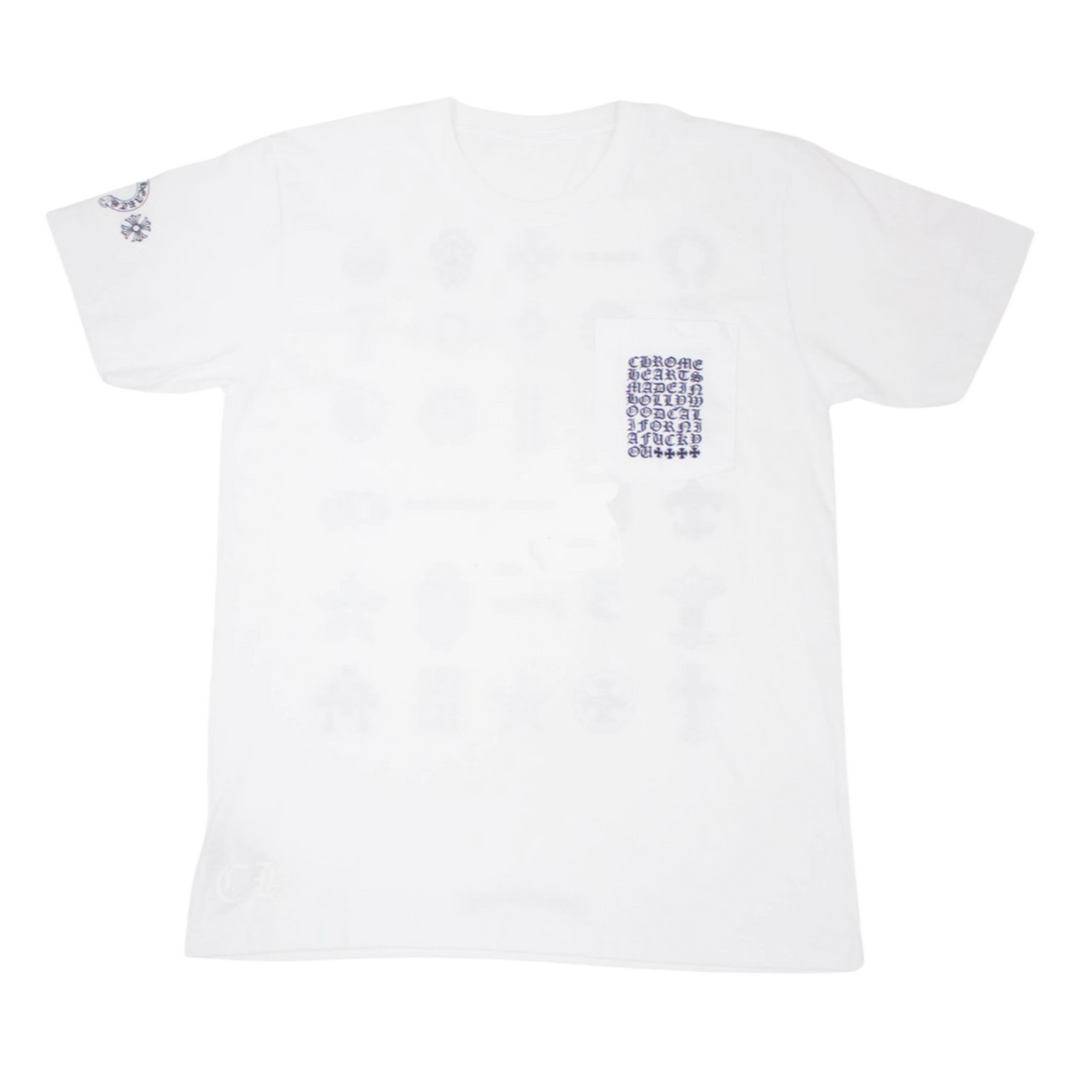 CHROME HEARTS 'MULTI LOGO' WHITE POCKET TEE