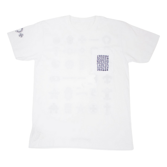 CHROME HEARTS 'MULTI LOGO' WHITE POCKET TEE