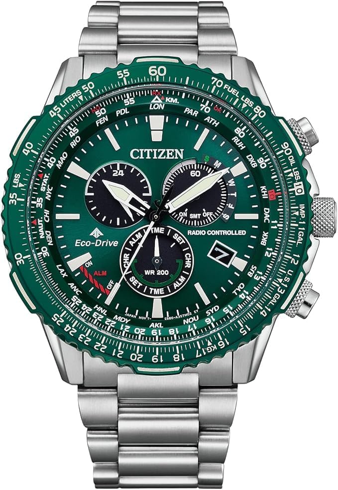 [CITIZEN] プロマスター PROMASTER エコ・ドライブ 電波時計 (シルバー/ビジネス/防水/メンズ) LANDシリーズ シチズン 電波ソーラー 腕時計 (CB5004-59W グリーン)