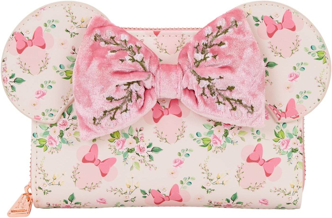 Loungefly Cartera Floral de Minnie Mouse con Cremallera Alrededor