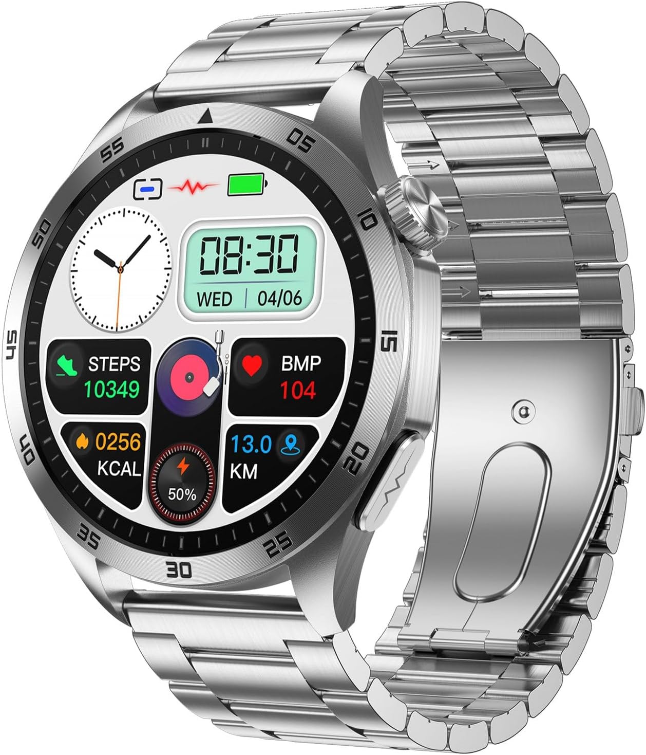 JUSUTEK 2024 Popular Luxury Smart Watch with Calling Function, 1.43 Inch AMOLED Round Watch, 24 Hour Ultra-wide Measurement Function, Bluetooth 5.2, Smart Watch, Constant Lighting, IP68 Waterproof,