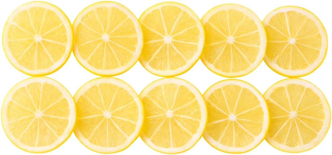 Set of 10 Lemon, Ring Cutter, Food Model, Food Sample, Realistic Fruit Model, Faux Food, Photo Accessories, Display, Cafe Decoration (10)