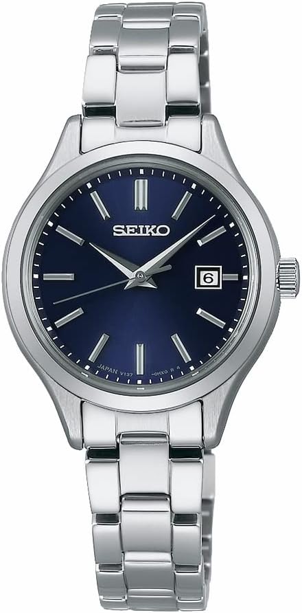 Seiko Selection S Series Wrist Watch, Pair Solar (Women's), Case: Silver, Dial: Navy, 1 piece, Women