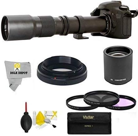 Super 500mm/1000mm f/8 手動望遠レンズ Canon EOS 80D, 70D, 60Da, 50D, 40D, 30D, 1Ds, Mark III II, 7D, 6D, 5D, 5DS Rebel T6s, T6i, T6i, T5i, T5, T4i, T3i, T3, SL1デジタル一眼レフカメラ用