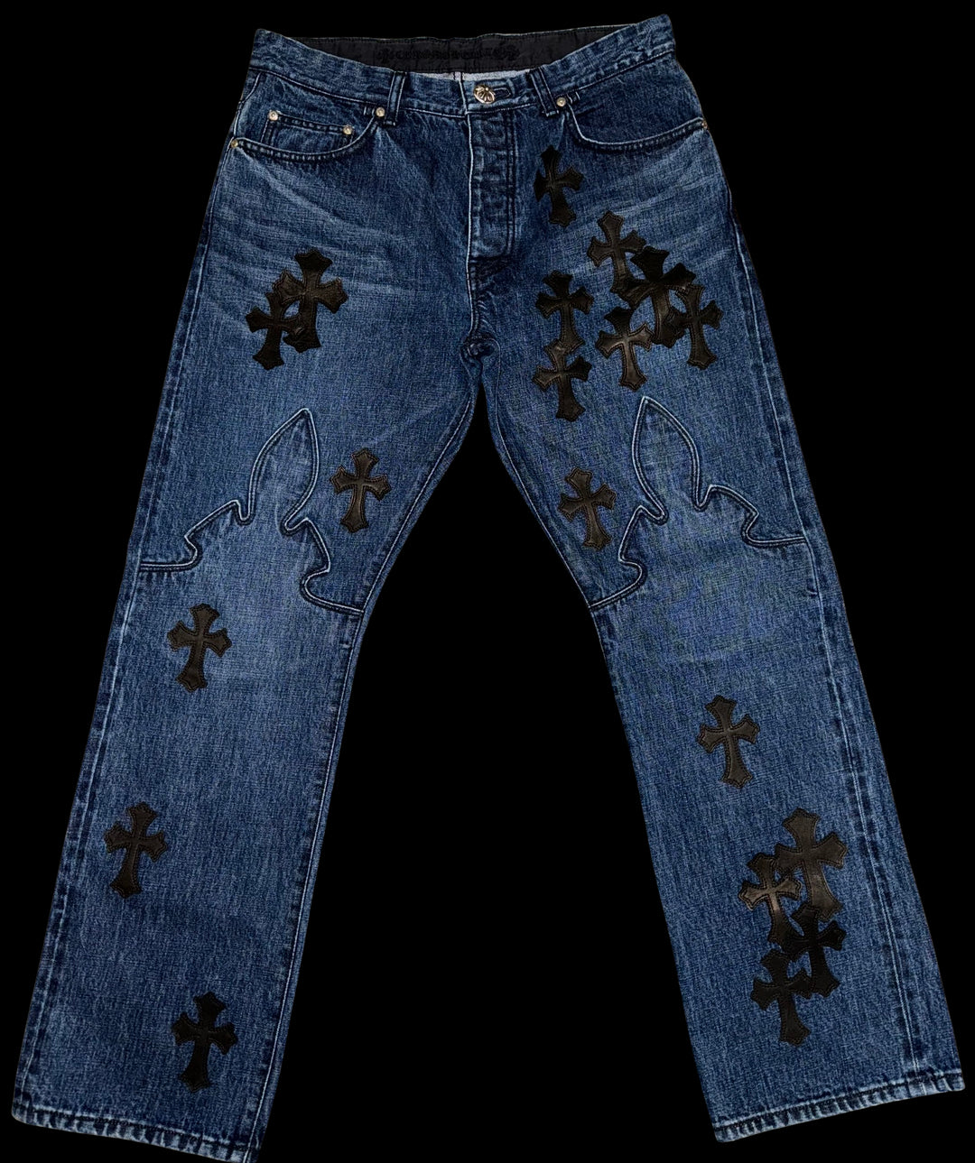 CHROME HEARTS '35 PATCH' FLEUR KNEE JEANS