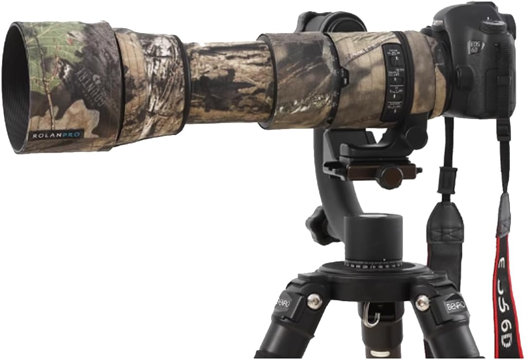 Rolanpro Lens Cover, Camouflage Coat for Telephoto Lens Compatible with SIGMA 150-600mm F5-6.3 DG OS HSM Contemporary (AF Version), Triple Layer Protection, brown jungle camo, Modern