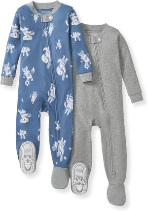 Burt's Bees Baby Pijama de algodón orgánico para niños, ajuste cómodo con pies | Convenient 2-way zip front sleeper pajama is equipped with non-slip bee grips for active littles on the move