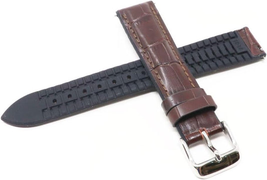 Seiko RS02C18BN Watch Band, 0.7 inches (18 mm), Leather, Rubber, Genuine Brown Strap