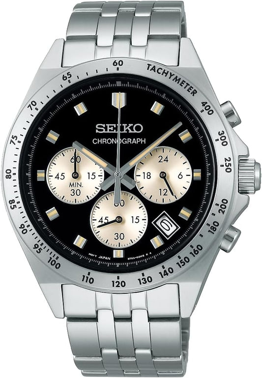 Seiko Selection S Series Neo Vintage Men's Quartz Chronograph, Dial: Black, Bracelet Type
