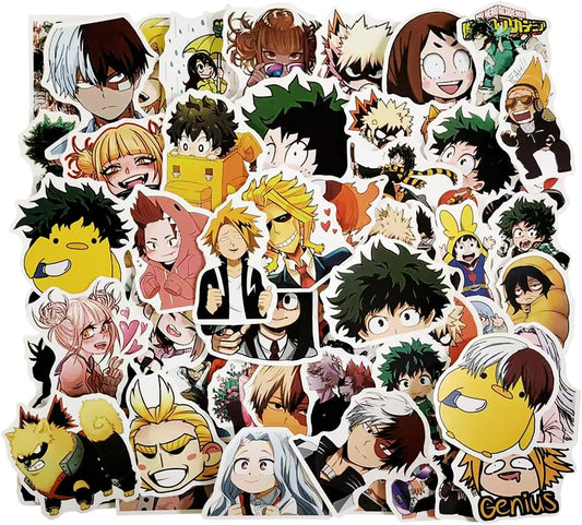 100 My Hero Academia Stickers Cute Cartoon Sticker Pack Anime Character Stickers Moe Goods Stickers Waterproof Decal Car Water Bottle Travel Box Laptop Guitar Helmet Bike Decoration Diary Stationery