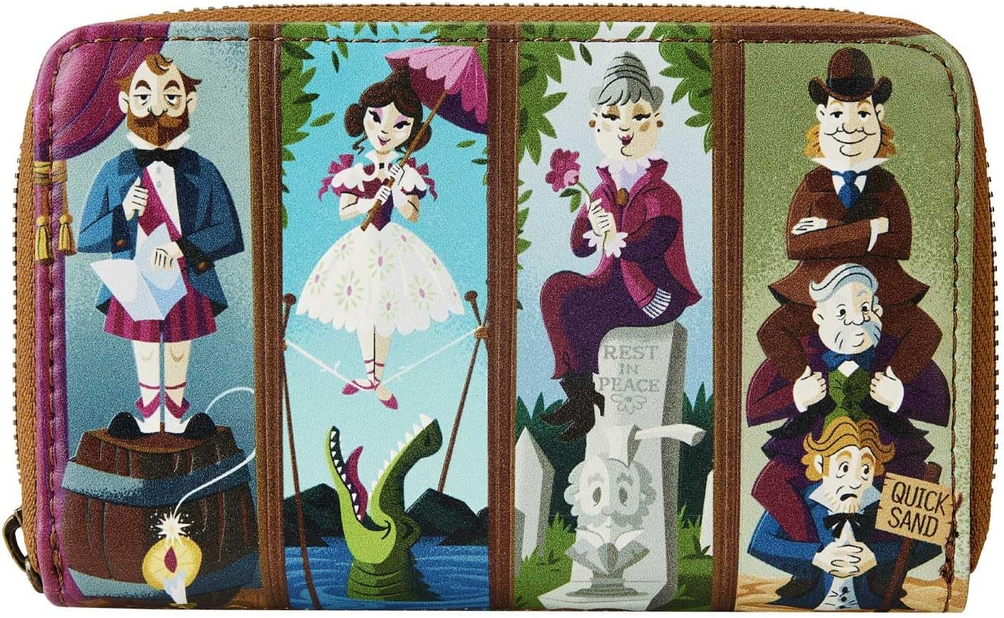 Loungefly Disney Haunted Mansion - Cartera de piel sintética con cierre de cremallera