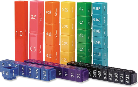 LEAR2509 Learning Resources, Math Teaching Material, Learn Fractions, Decimals % Simultaneously, Tower Cube, Authentic