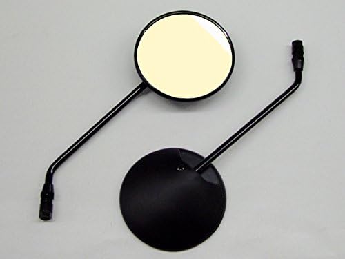 Round Rearview Mirror, Left and Right Set, 0.3 inches (8 mm), Positive Screws (3 Types of Mounting Bolts Included) Super Cub, Scoopy, TACT Dio, Etc., For Honda Suzuki Scooters C50-MIR (Black Stay)