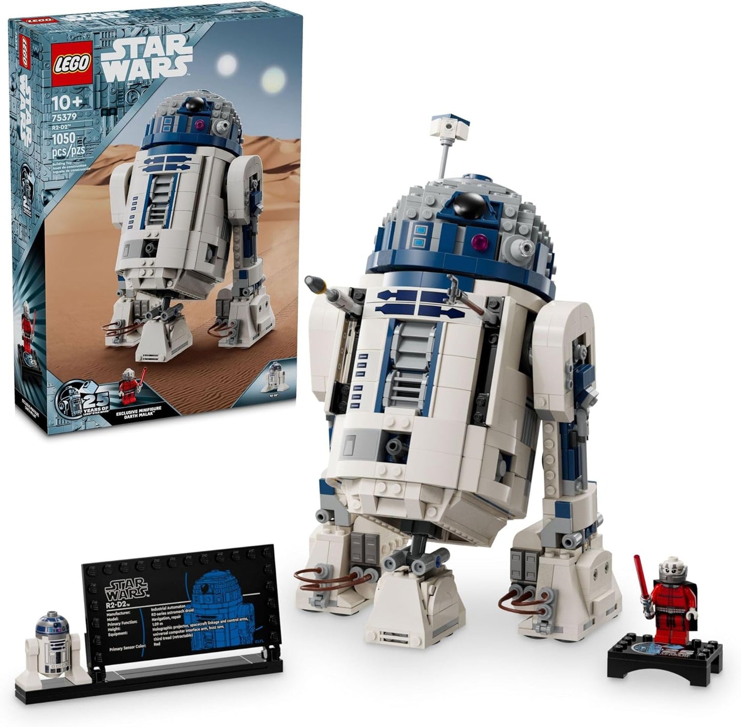 LEGO Star Wars R2-D2 - Juego de juguetes de construcción – Juega o exhibe juguetes de Star Wars para niños y niñas, a partir de 10 años – Ideas de regalo para niños y fans – Incluye 25 aniversario Darth Malak minifigura – 75379