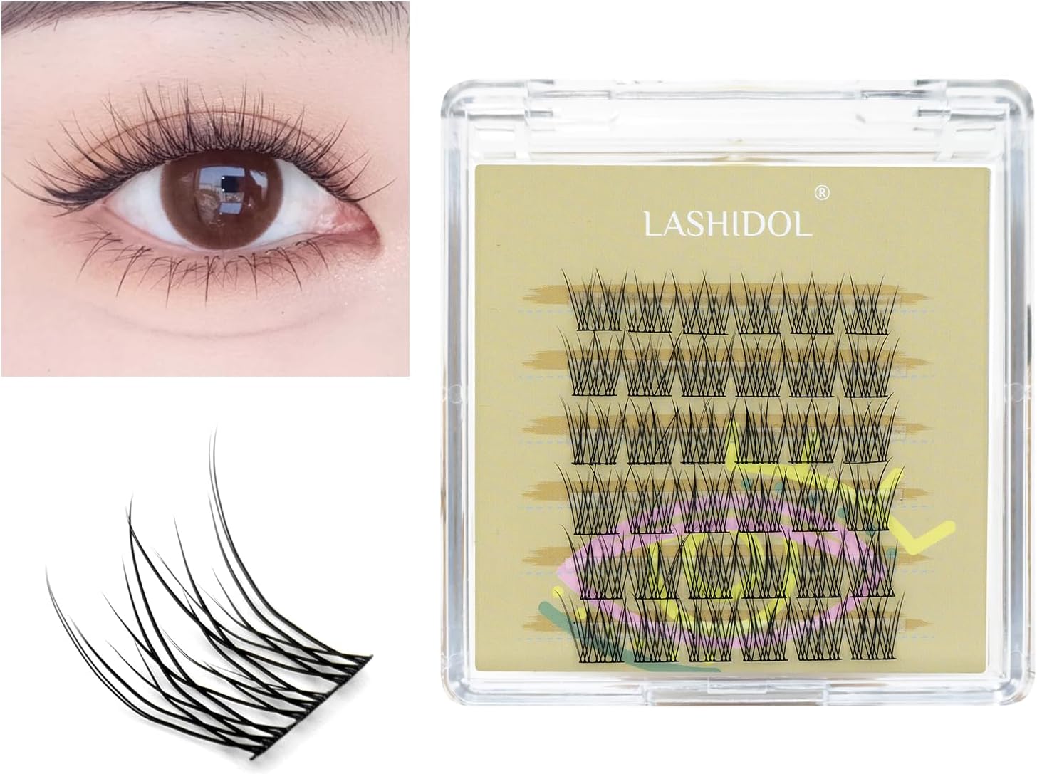 LASHIDOL Partial False Eyelashes, Partial False Eyelashes, Matsueku, Self, Natural, Popular, DIY, Reusable, Eye Shape, Handmade, High Quality Fiber, Natural (NO.09 Daily)