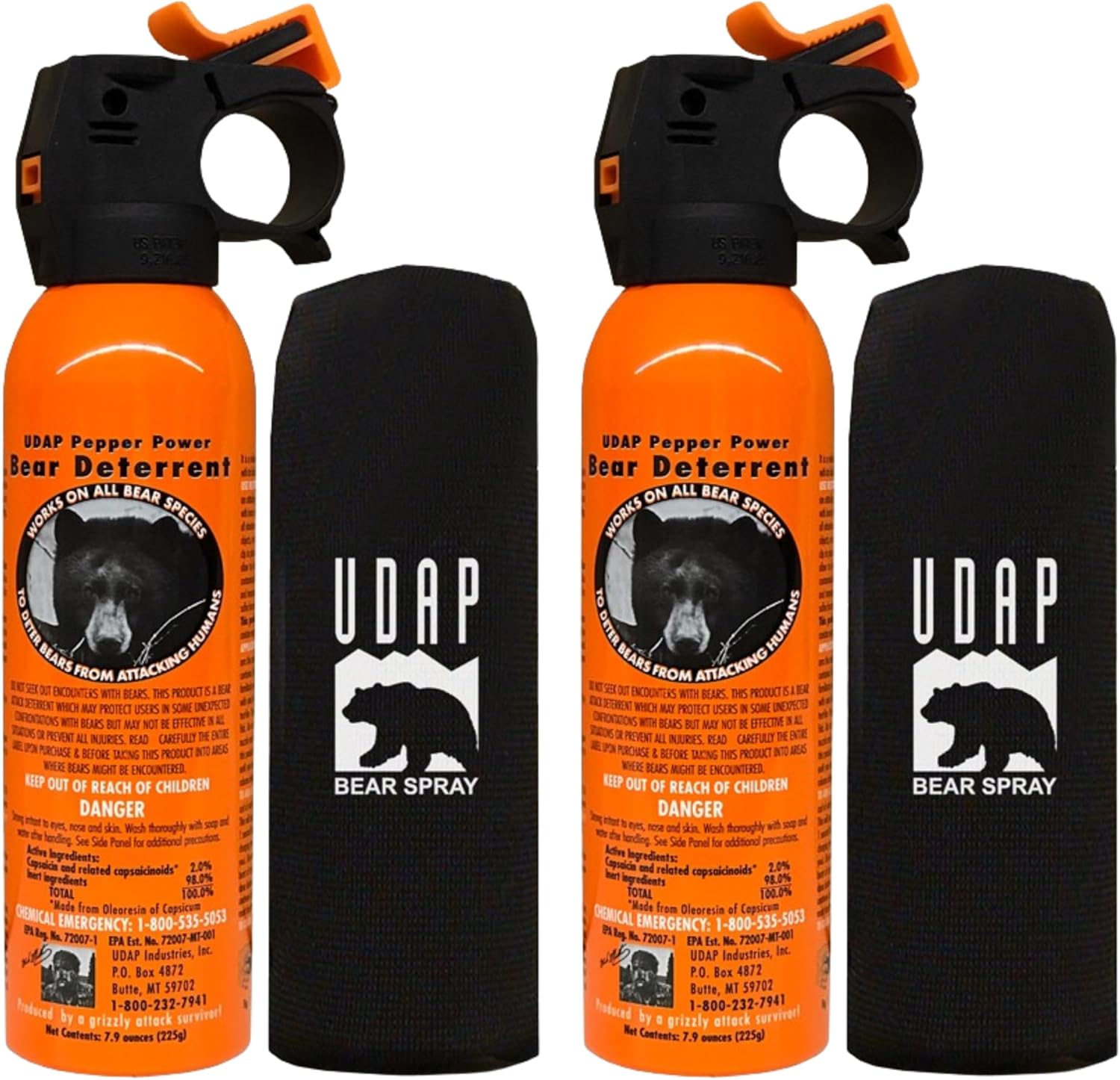 EPA Certified 2-Piece Set UDAP Bear Spray with Holster (Adopted by U.S. Forest Service) Officially Imported Bear Spray Commercial Use Introduced by Local Governments Corporation