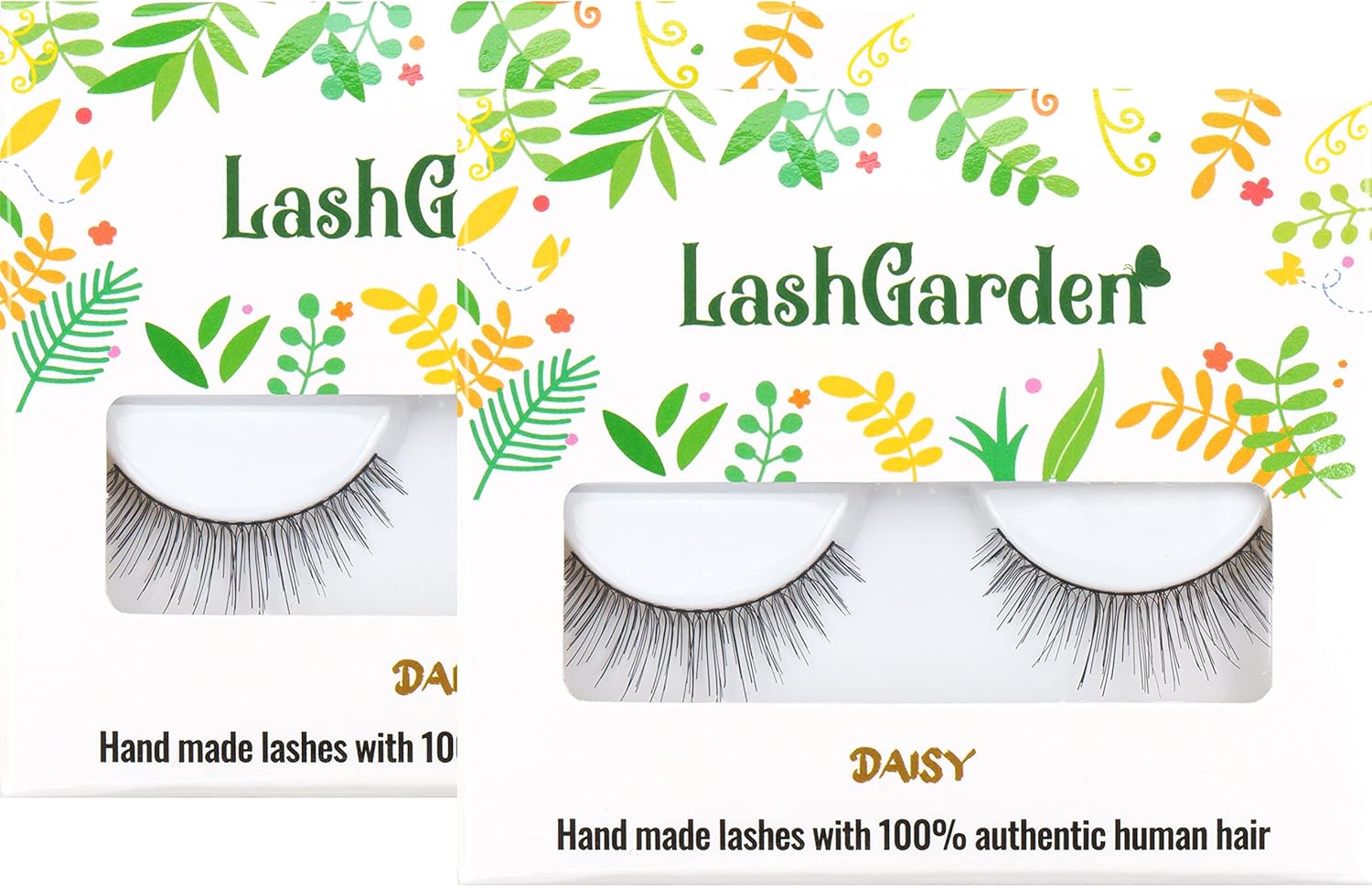 LashGarden Air 2pcs Handmade 100% Natural Human Hair False Eyelashes Strong Glue Set Professional Model (Daisy 2 Pairs)