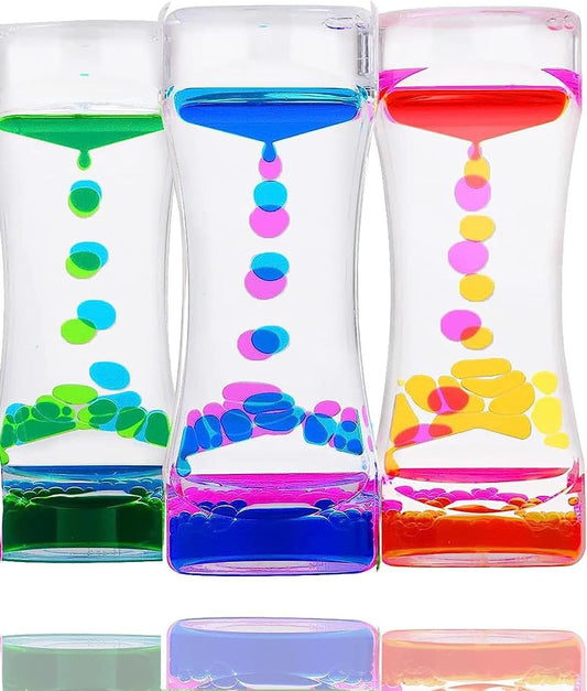 Liquid Sand Timer Liquid Motion Timer Bubbler Interior Timer Desk Decoration Double Color Oil Sand Timer Birthday Gift Children's Toy 3 Colors