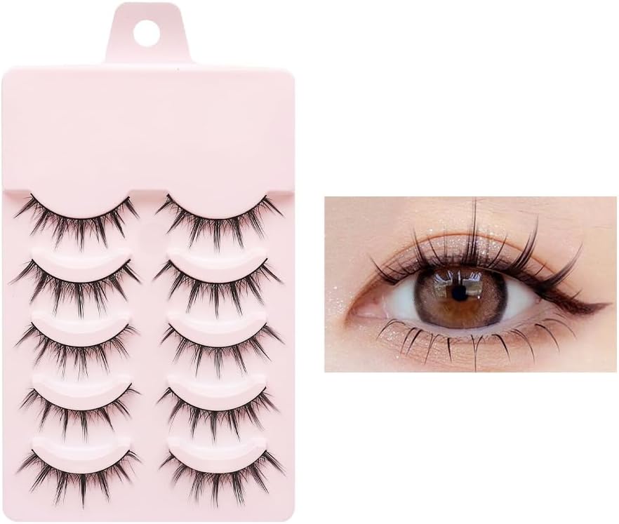 5 pairs of false eyelashes, natural and realistic, applicable to upper lashes, thick, ultra-light, handmade, flexible core, can be used repeatedly, and is suitable for everyday makeup and role play