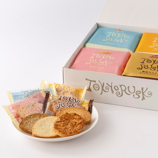 Tokyo Rusk Assorted Set, 4 Flavors, 32 Pieces - Sugar Butter, Caramel Amande, Maple, Earl Grey - Gift, Tokyo Souvenir