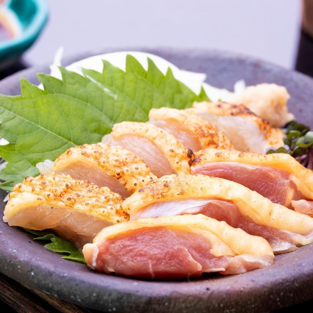 Kagoshima Black Satsuma Chicken, Chicken Sashimi Set - Thigh and Breast Meat Sashimi Set Approx. 600g with Special Soy Sauce, Tataki Bird Sashimi, Shin-Ei Farm Chicken Sashi Chicken Sashi Black