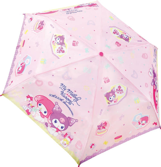 My Melody Kuromi Folding Umbrella, 20.9 inches (53 cm), Hand Opening, Sanrio, Cute, 50th Anniversary, 20th Anniversary