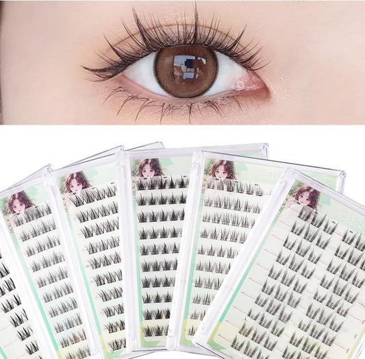 MICHO 3D False Eyelashes, 120 Bundles, No Glue Required, Segment Type, For Beginners, 1 Second, Natural Bunching Design, Lightweight, Comfortable, For Daily Makeup, Adhesive Tape Included, Long