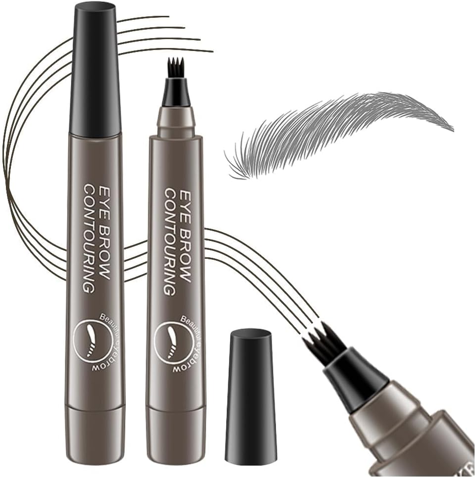 New Feeling Eyebrow 4d Liquid Eyebrow Eyebrow Color Retaining Crisp Vibrant Fork Brush Liquid Eyebrow Waterproof Cosmetic Makeup Pen 4 Tip Eyebrow,4 Tipped Precise Brow Pen, Tiny My 4 Tip Brow #04