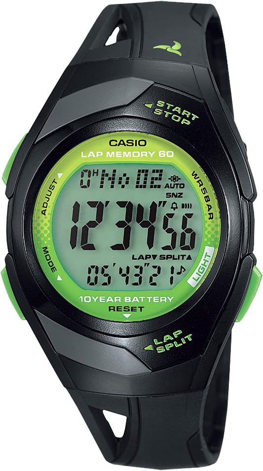 Casio STR-300 Watch, Casio Collection, black/green, 1 piece, Newest model