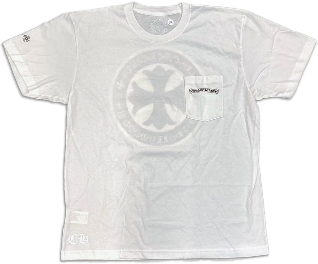 CHROME HEARTS 'YELLOW PLUS CROSS' WHITE POCKET TEE